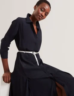 New Lobster Limited Kleider|Luftiger Blues Bearbeiten<Asymmetrisches Crêpe-Midi-Hemdkleid