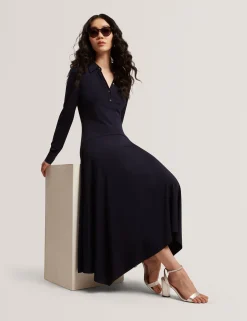 New Lobster Limited Luftiger Blues Bearbeiten|Kleider<Asymmetrisches Jersey-Midi-Hemdkleid