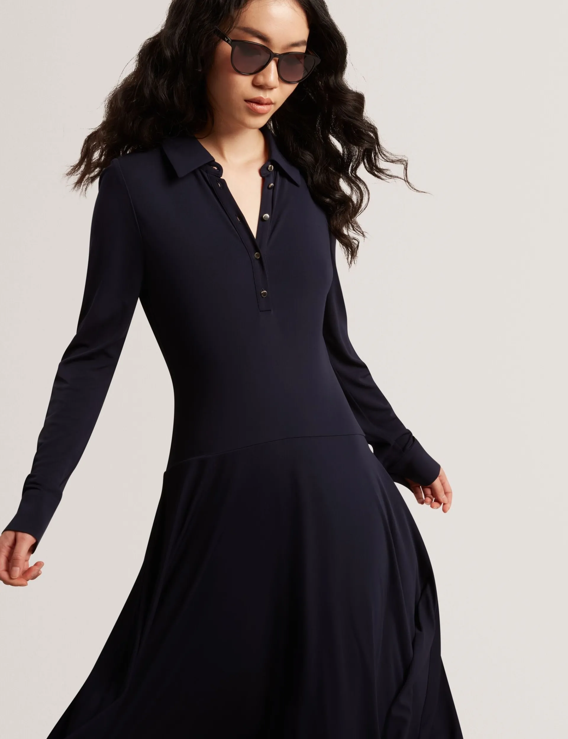 New Lobster Limited Luftiger Blues Bearbeiten|Kleider<Asymmetrisches Jersey-Midi-Hemdkleid