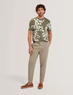 New Lobster Limited Oberteile & T-Shirts|Im Trend: Gestrickte Tops<Baumwoll-Feinstrick-T-Shirt mit Blätterprint