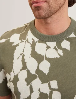 New Lobster Limited Oberteile & T-Shirts|Im Trend: Gestrickte Tops<Baumwoll-Feinstrick-T-Shirt mit Blätterprint