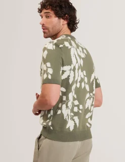 New Lobster Limited Oberteile & T-Shirts|Im Trend: Gestrickte Tops<Baumwoll-Feinstrick-T-Shirt mit Blätterprint