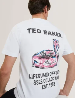 New Lobster Limited Oberteile & T-Shirts|Der Weihnachtsladen<Baumwoll-T-Shirt mit Flamingo-Rückengrafik