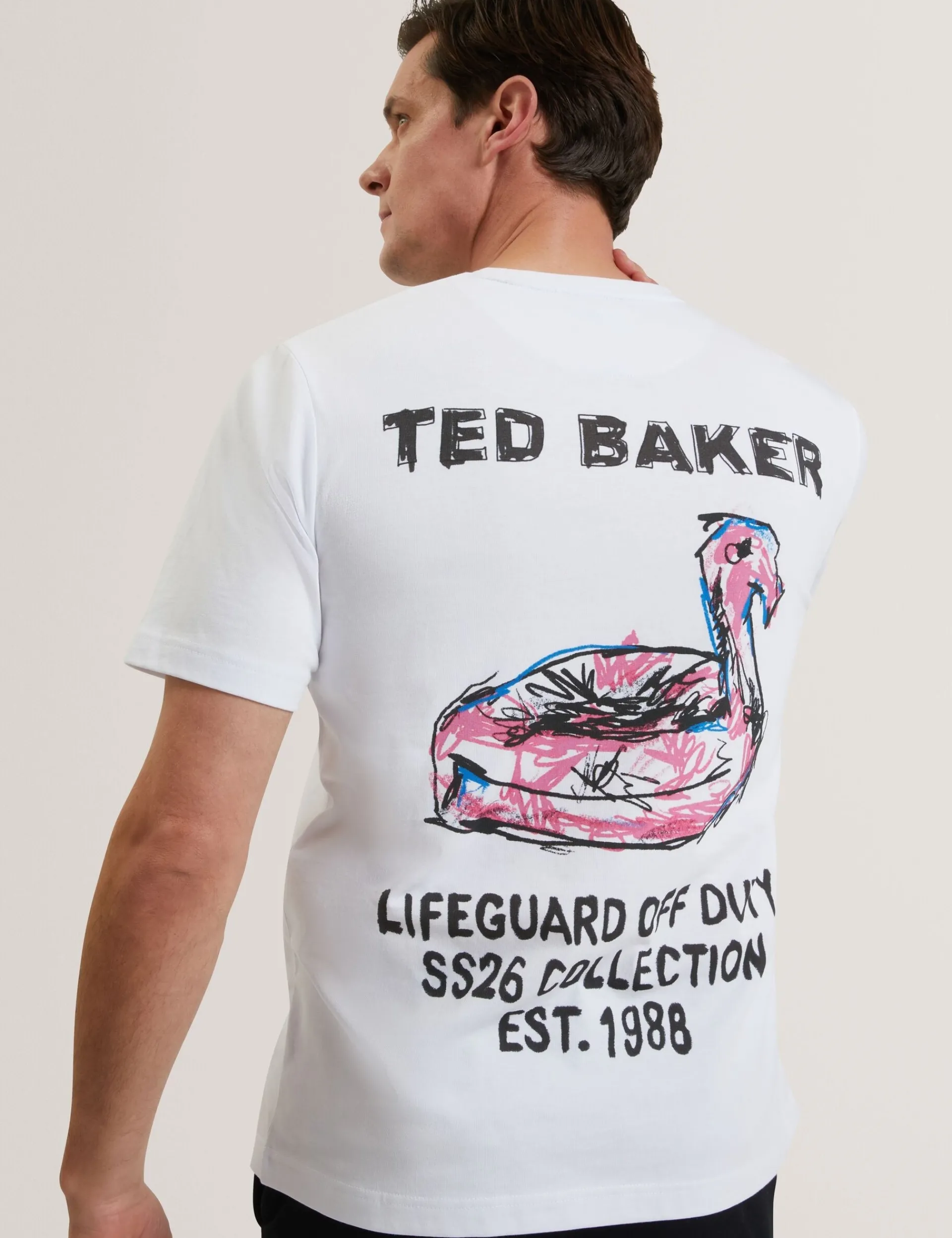 New Lobster Limited Oberteile & T-Shirts|Der Weihnachtsladen<Baumwoll-T-Shirt mit Flamingo-Rückengrafik
