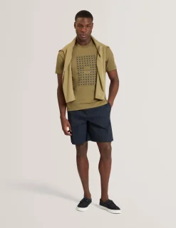New Lobster Limited Der Weihnachtsladen|Breezy Blues Bearbeiten<Baumwoll-T-Shirt mit Fliesenmuster und Rundhalsausschnitt