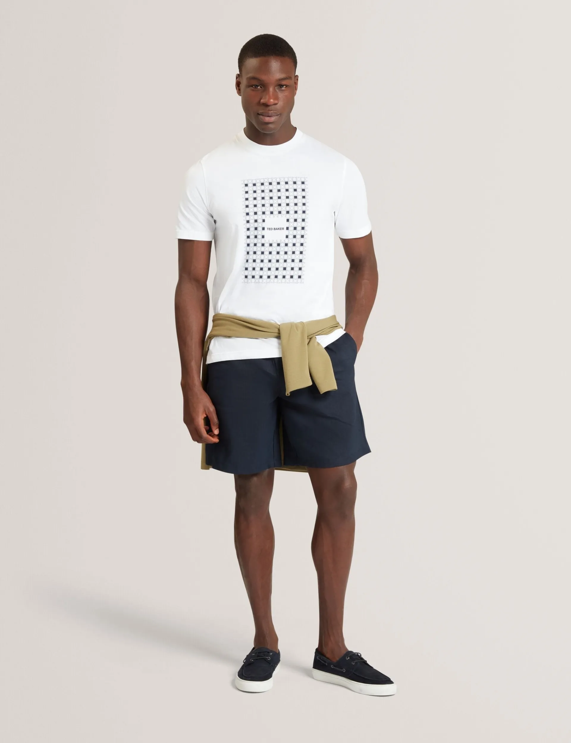 New Lobster Limited Der Weihnachtsladen|Breezy Blues Bearbeiten<Baumwoll-T-Shirt mit Fliesenmuster und Rundhalsausschnitt