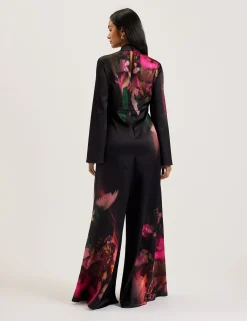 New Lobster Limited Jumpsuits & Playsuits|Die Satin-Kollektion<Bedruckter Jumpsuit mit Bindekragen und weitem Bein