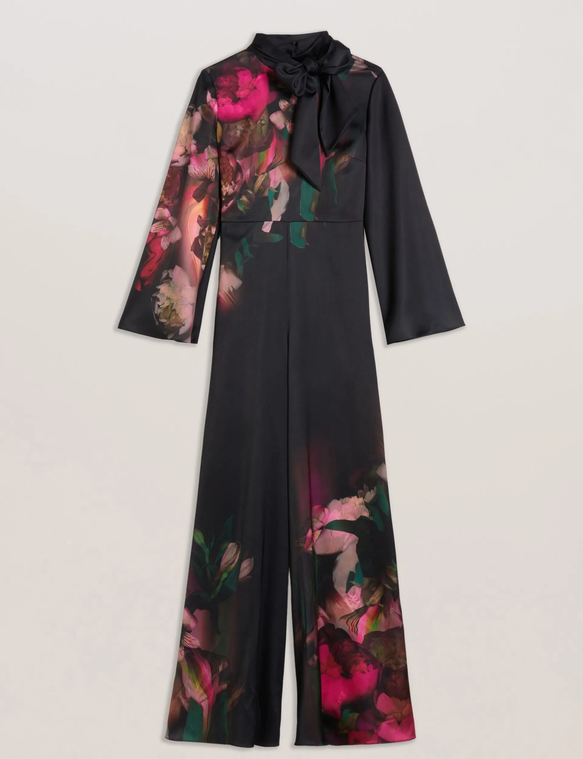 New Lobster Limited Jumpsuits & Playsuits|Die Satin-Kollektion<Bedruckter Jumpsuit mit Bindekragen und weitem Bein