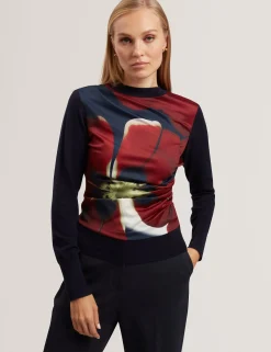 New Lobster Limited Die Satin-Kollektion|Arbeitskleidung<Bedrucktes Feinstrickoberteil mit Satin-Vorderseite