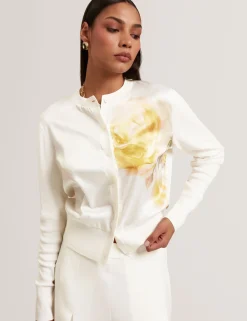 New Lobster Limited Oberteile & Blusen|Neue Frühlingsblumen<Bedruckte Strickjacke mit gewebter Vorderseite