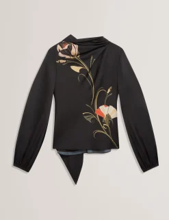 New Lobster Limited Arbeitskleidung|Anzüge & Zweiteiler<Bluse mit nouveau-wirbelartigem Bindekragen und langen Ärmeln