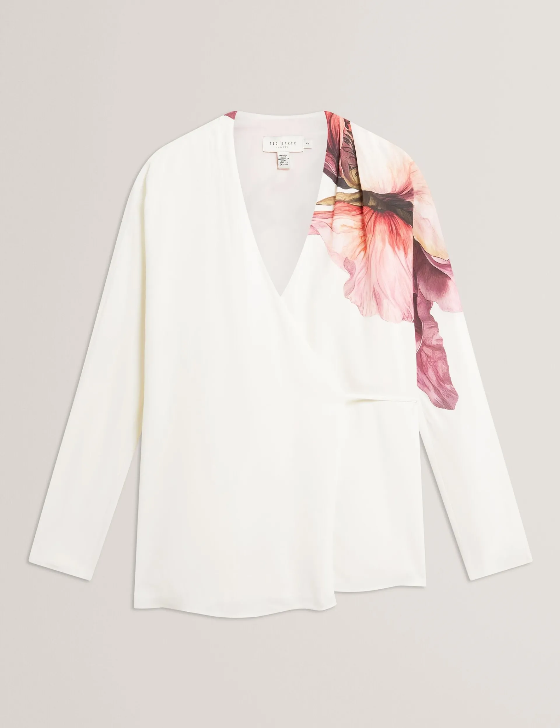 New Lobster Limited Festliche Kleidung|Oberteile & Blusen<Bluse mit Printdetails, Wickeloptik und langen Ärmeln
