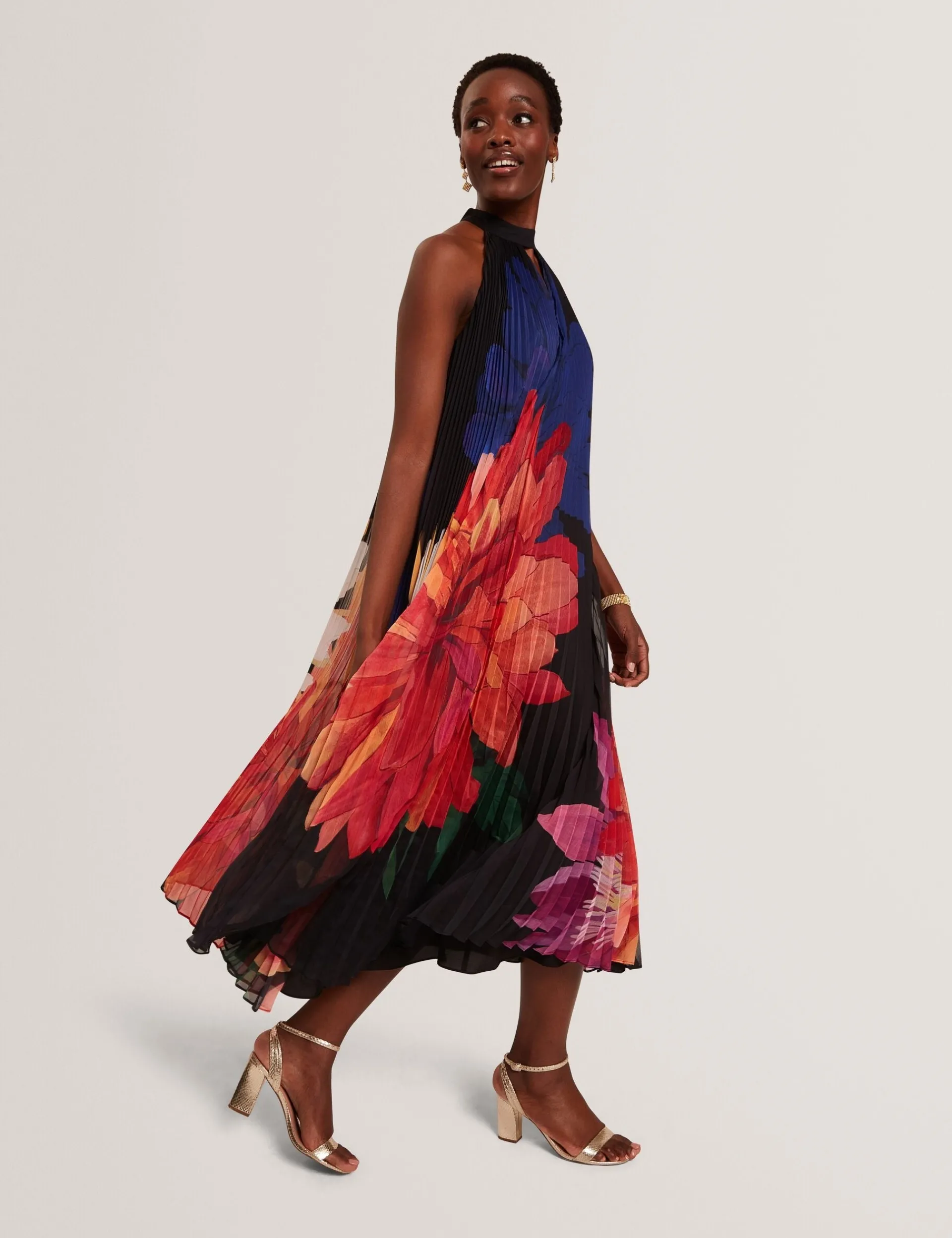 New Lobster Limited Festliche Kleidung|Der Weihnachtsladen<Bold Bloom Plissee-Midikleid mit Neckholder