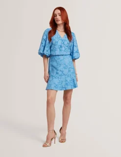 New Lobster Limited Der Weihnachtsladen|Anzüge & Zweiteiler<Burnout-Oberteil mit Blumenmuster und Puffärmeln