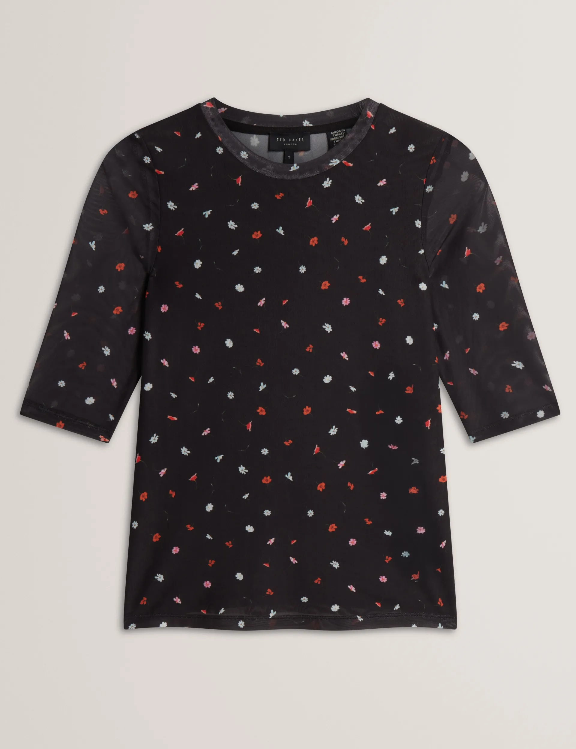 New Lobster Limited Oberteile & Blusen<Enganliegendes Mesh-Top mit verstreutem Blumenmuster