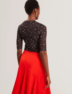 New Lobster Limited Oberteile & Blusen<Enganliegendes Mesh-Top mit verstreutem Blumenmuster