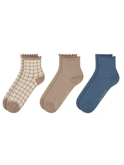 United Legwear & Apparel Co. Sämtliches Zubehör|Socken<3er-Pack gemischte Rüschen-Knöchelsocken