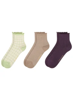 United Legwear & Apparel Co. Sämtliches Zubehör|Socken<3er-Pack gemischte Rüschen-Knöchelsocken