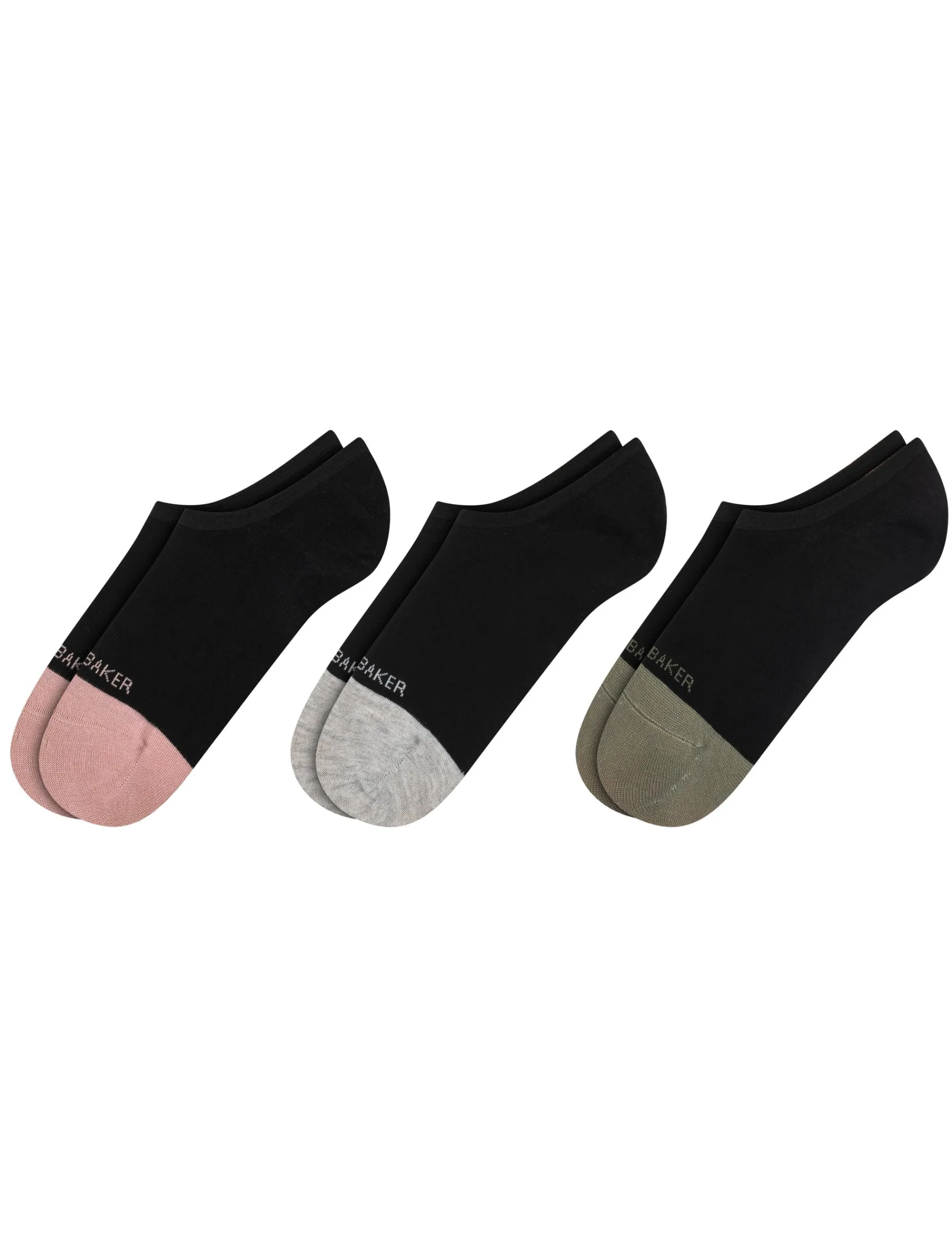 United Legwear & Apparel Co. Sämtliches Zubehör|Socken<3er-Pack kontrastfarbene Zehenkappen-Sneakersocken