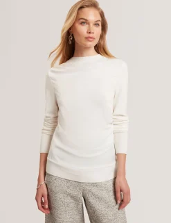 New Lobster Limited Oberteile & Blusen|Pullover & Strickjacken<Feinstrickoberteil mit drapierter Satin-Vorderseite