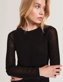 New Lobster Limited Oberteile & Blusen<Figurbetontes Langarm-Top aus Samt-Mesh