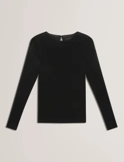 New Lobster Limited Oberteile & Blusen<Figurbetontes Langarm-Top aus Samt-Mesh