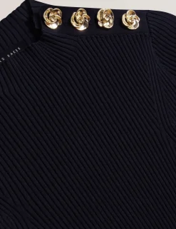 New Lobster Limited Oberteile & Blusen<Figurbetontes Stricktop mit Rosenknopfdetails