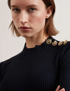 New Lobster Limited Oberteile & Blusen<Figurbetontes Stricktop mit Rosenknopfdetails