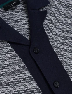 New Lobster Limited Breezy Blues Bearbeiten|Shirts<Fischgrät-Strickhemd mit Farbblock-Design