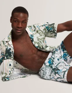 New Lobster Limited Bademode|Der Weihnachtsladen<Geblümte, gestreifte Badehose mit elastischem Bund