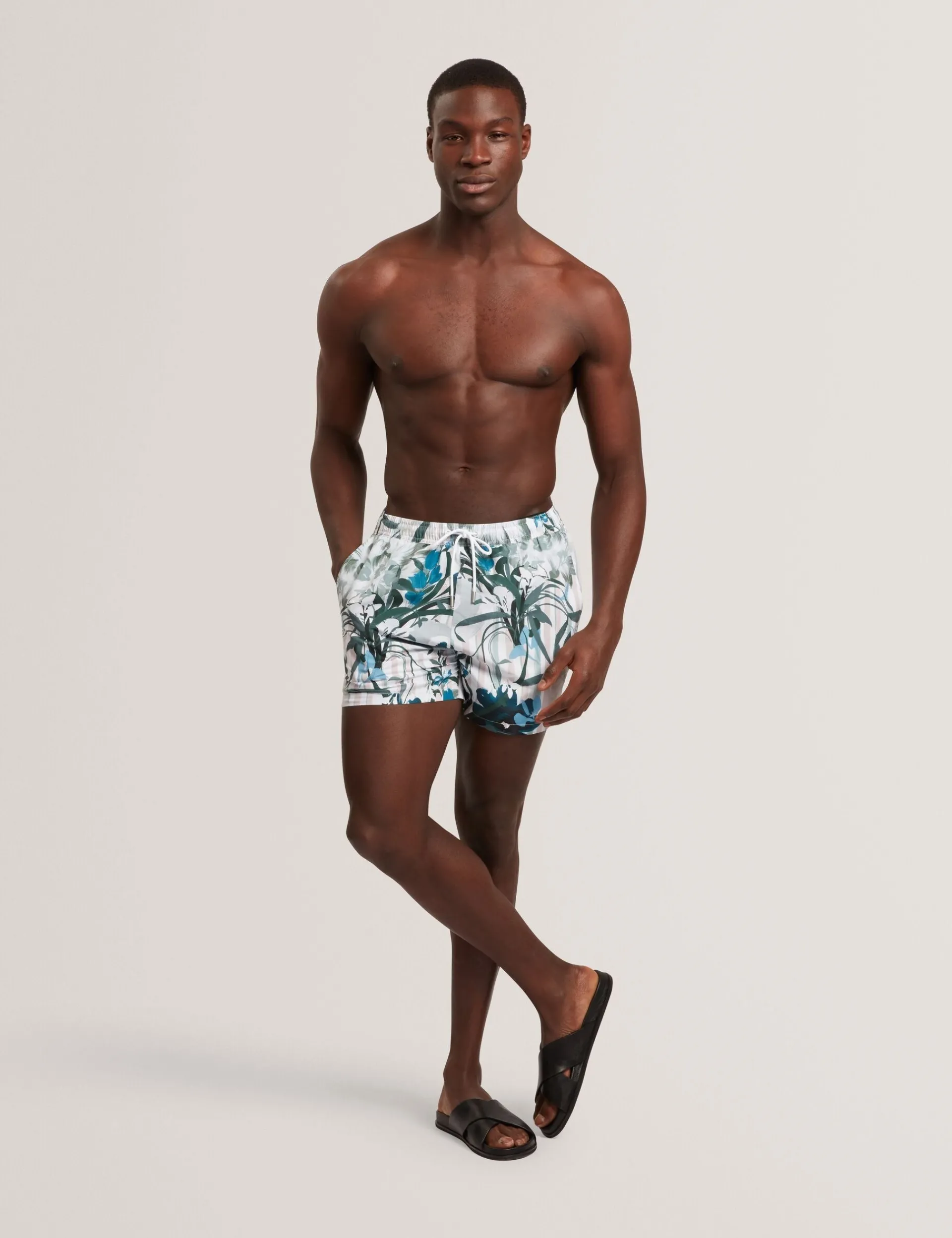 New Lobster Limited Bademode|Der Weihnachtsladen<Geblümte, gestreifte Badehose mit elastischem Bund