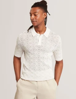Herren New Lobster Limited Luxusgeschenke Für Herren|Der Weihnachtsladen<Geometrisches, offenes Strick-Kurzarm-Polo