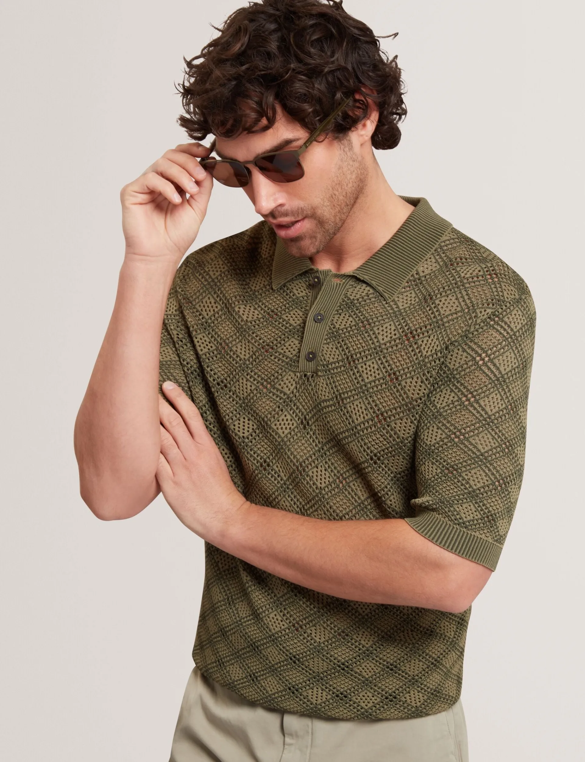 Herren New Lobster Limited Luxusgeschenke Für Herren|Der Weihnachtsladen<Geometrisches, offenes Strick-Kurzarm-Polo