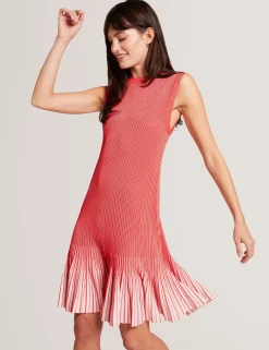 New Lobster Limited Luftiger Blues Bearbeiten|Kleider<Geripptes Strick-Minikleid mit umgeschlagenem Saum