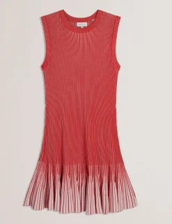 New Lobster Limited Luftiger Blues Bearbeiten|Kleider<Geripptes Strick-Minikleid mit umgeschlagenem Saum