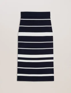 New Lobster Limited Röcke|Luftiger Blues Bearbeiten<Gestreifter Strick-Bodycon-Tube-Midirock
