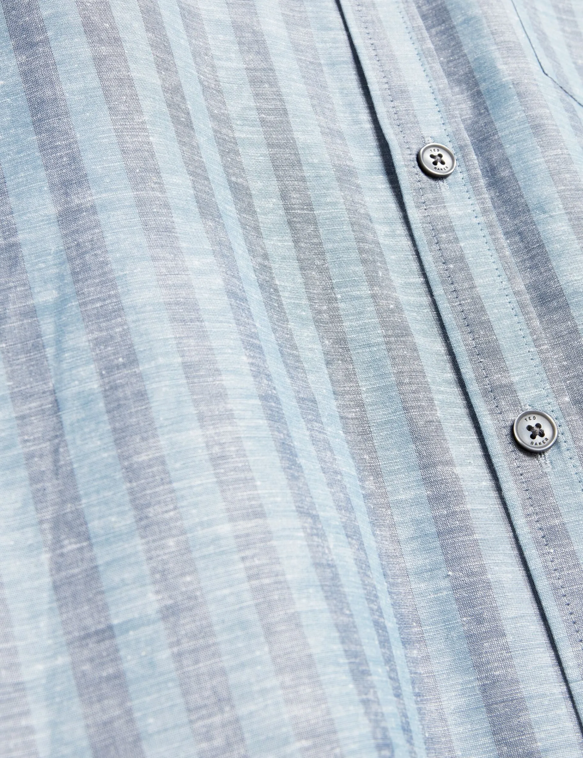New Lobster Limited Breezy Blues Bearbeiten|Shirts<Gestreiftes Langarmhemd aus Leinenmischgewebe
