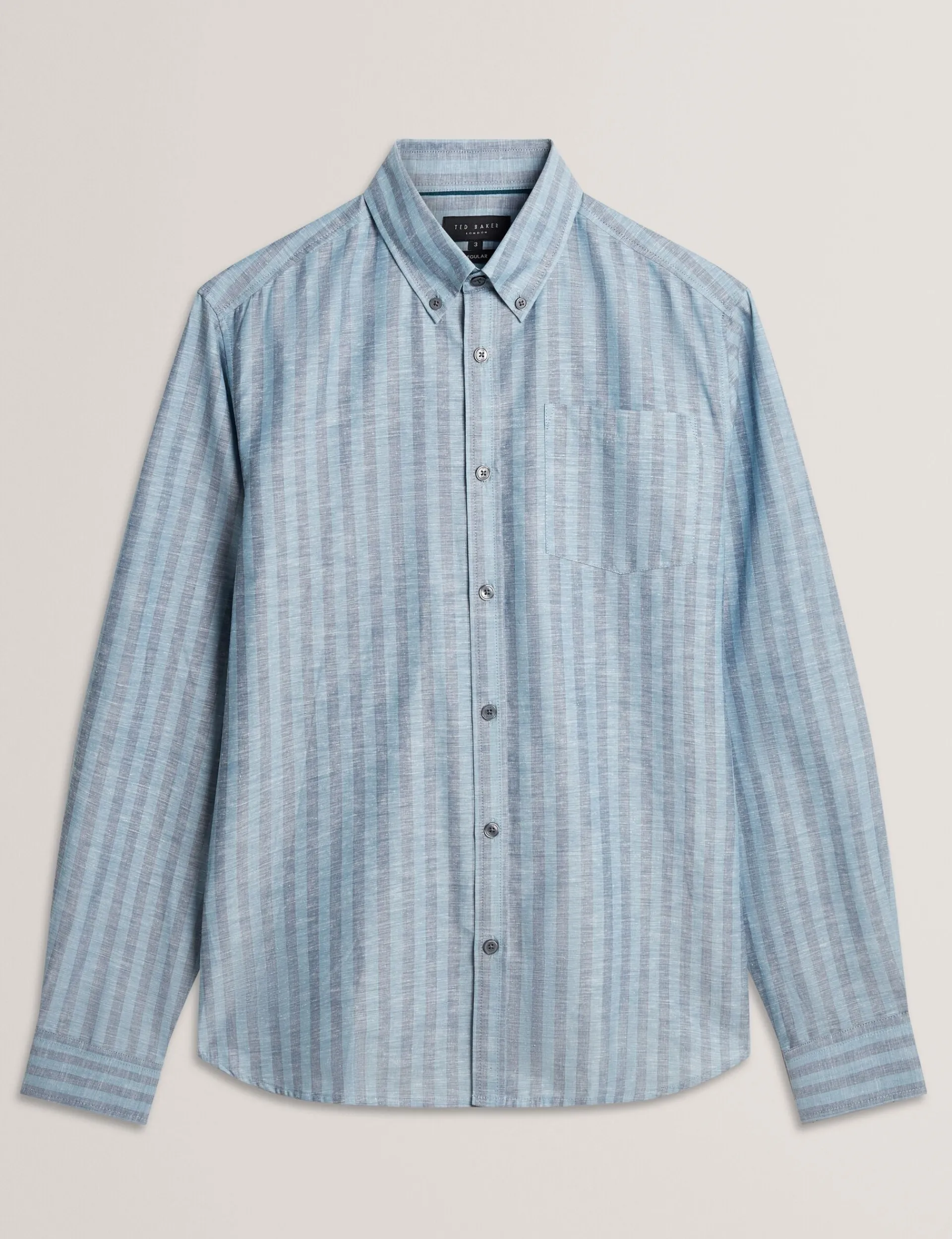 New Lobster Limited Breezy Blues Bearbeiten|Shirts<Gestreiftes Langarmhemd aus Leinenmischgewebe