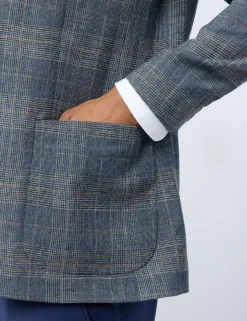 Licensee Baird Group Breezy Blues Bearbeiten|Arbeitskleidung<Glen Check Blazer aus hochwertigem Wollmischgewebe, schmal geschnitten