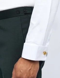 Licensee Baird Group Anzüge & Maßanfertigungen|Arbeitskleidung<Grüne Slim-Fit-Smokinghose aus Stretchwolle