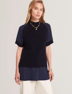 New Lobster Limited Oberteile & Blusen|Pullover & Strickjacken<Grobstrick-Kurzarmshirt mit Hemdsaum