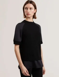 New Lobster Limited Oberteile & Blusen|Pullover & Strickjacken<Grobstrick-Kurzarmshirt mit Hemdsaum