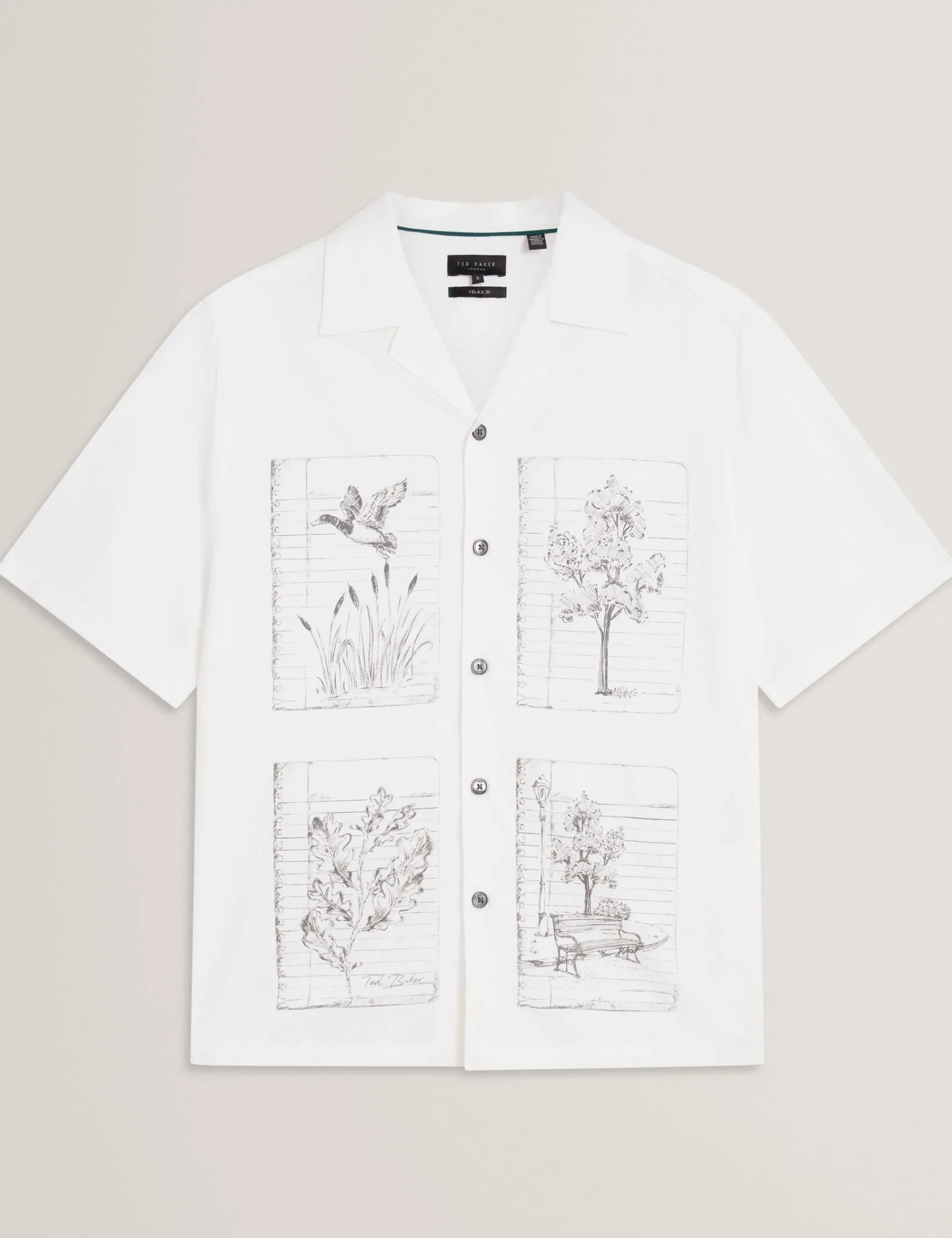 New Lobster Limited Breezy Blues Bearbeiten|Shirts<Hemd aus Leinenmischung mit Panelprint, lässig geschnitten