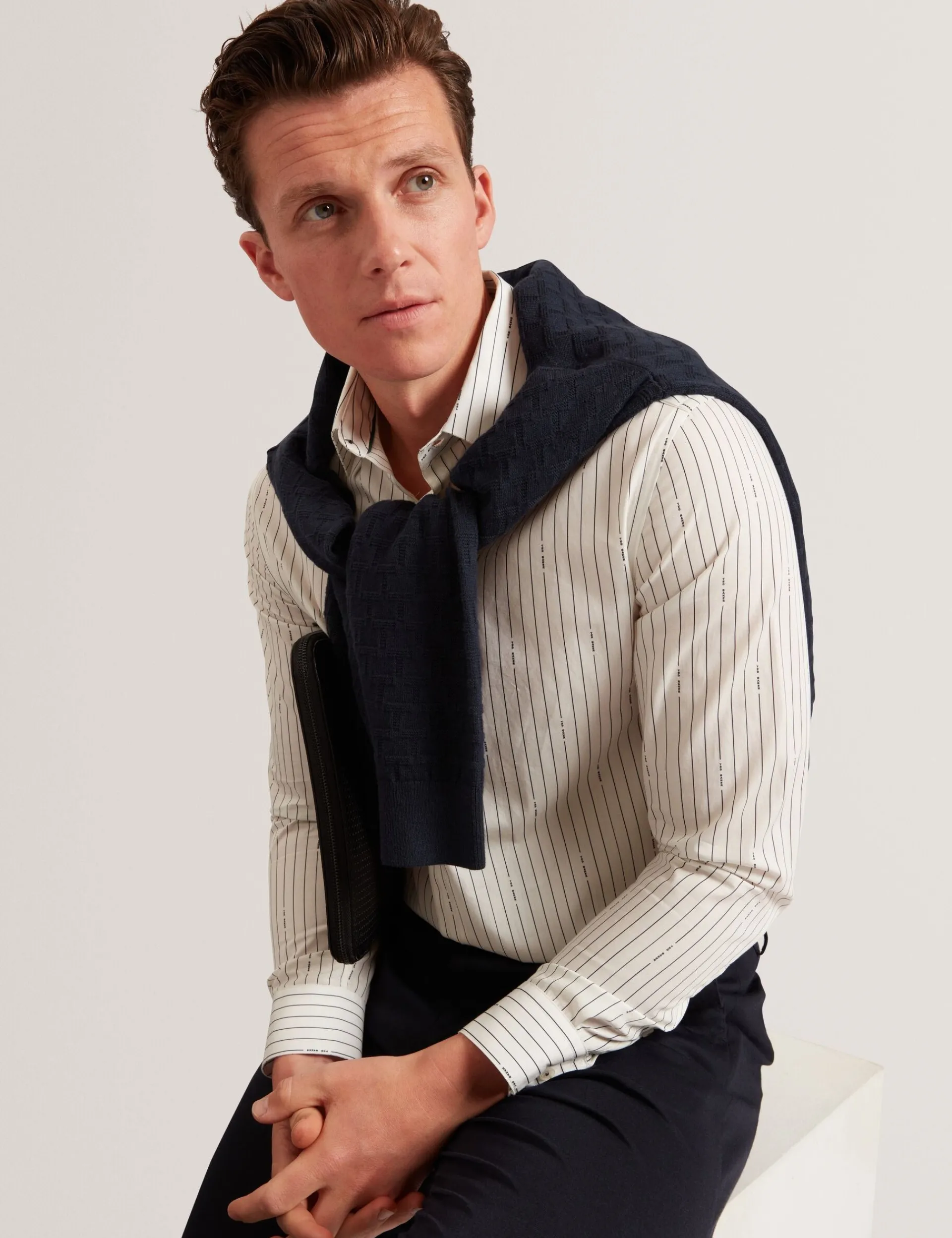 New Lobster Limited Breezy Blues Bearbeiten|Shirts<Hemd aus reiner Baumwolle mit Logo-Nadelstreifen