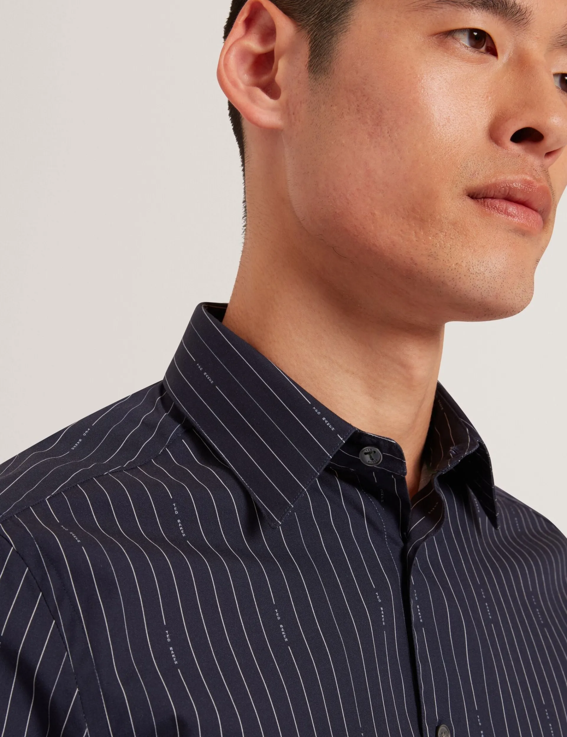 New Lobster Limited Breezy Blues Bearbeiten|Shirts<Hemd aus reiner Baumwolle mit Logo-Nadelstreifen