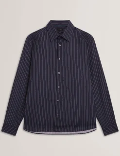 New Lobster Limited Breezy Blues Bearbeiten|Shirts<Hemd aus reiner Baumwolle mit Logo-Nadelstreifen