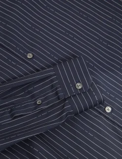 New Lobster Limited Breezy Blues Bearbeiten|Shirts<Hemd aus reiner Baumwolle mit Logo-Nadelstreifen