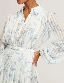 New Lobster Limited Arbeitskleidung|Neue Frühlingsblumen<Hemdblusenkleid mit floralem Muster und Falten