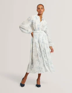 New Lobster Limited Arbeitskleidung|Neue Frühlingsblumen<Hemdblusenkleid mit floralem Muster und Falten
