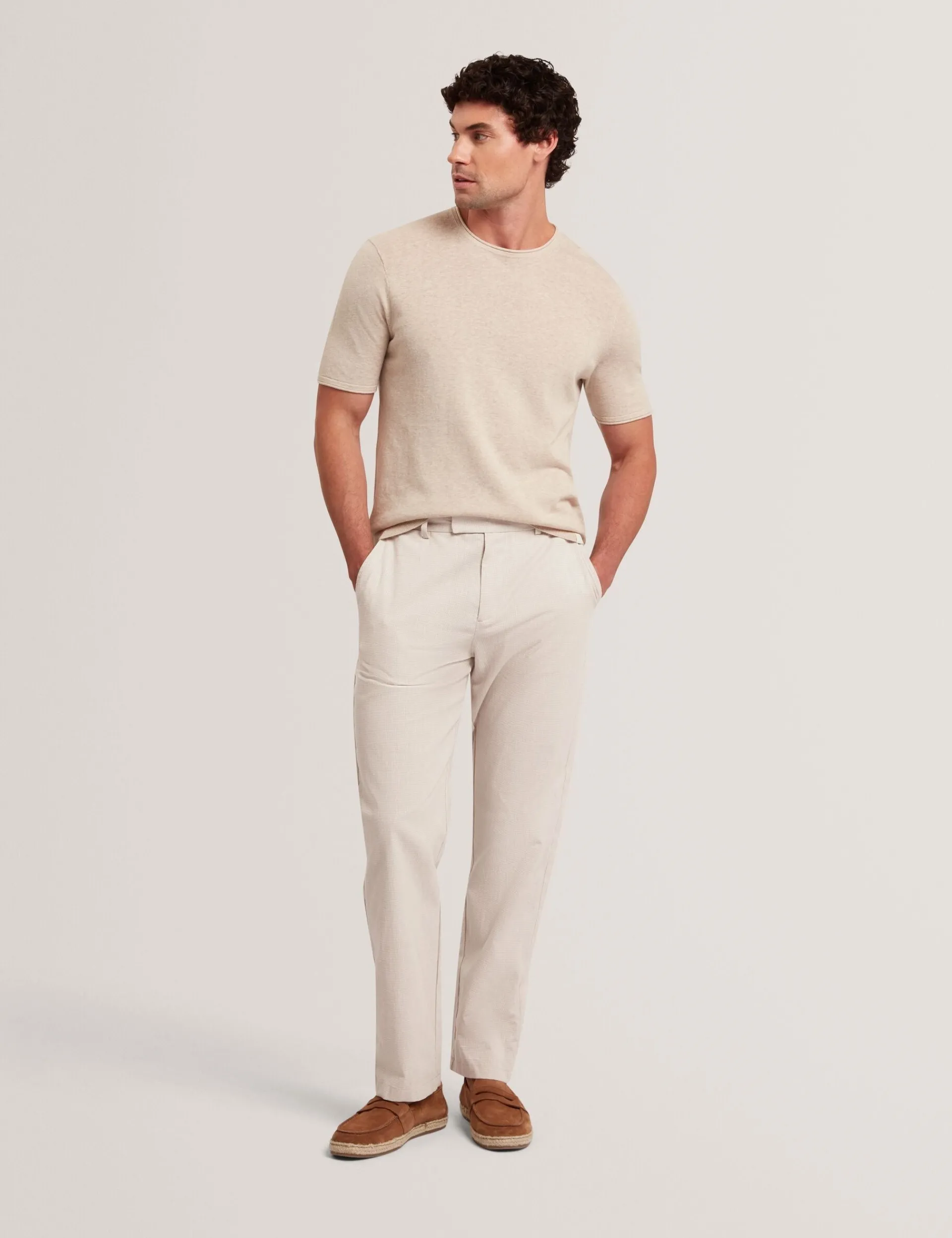 New Lobster Limited Hosen & Chinos|Der Weihnachtsladen<Hose aus Baumwoll-Leinen-Mischgewebe mit Hahnentrittmuster und schmal zulaufendem Bein